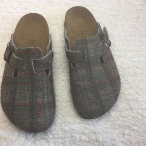 Birkenstock Birki’s plaid wool felt Boston Clogs